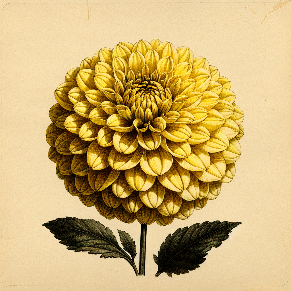 Botanical plate illustration of Clearview Daniel dahlia, Pink Informal Decorative